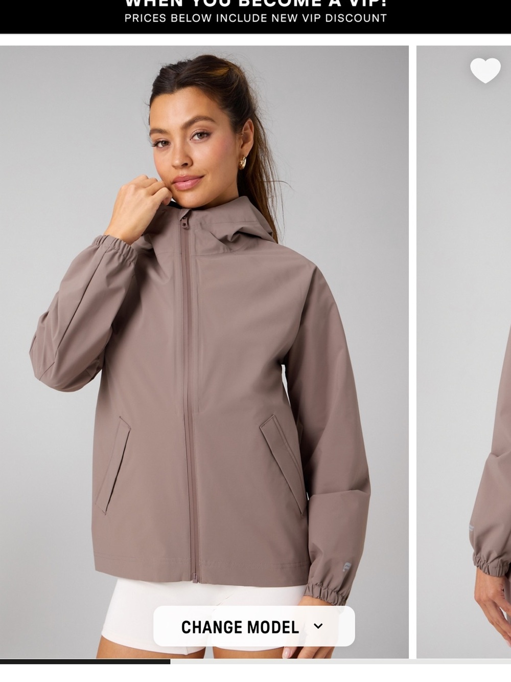 Fabletics Taupe Hooded rain jacket